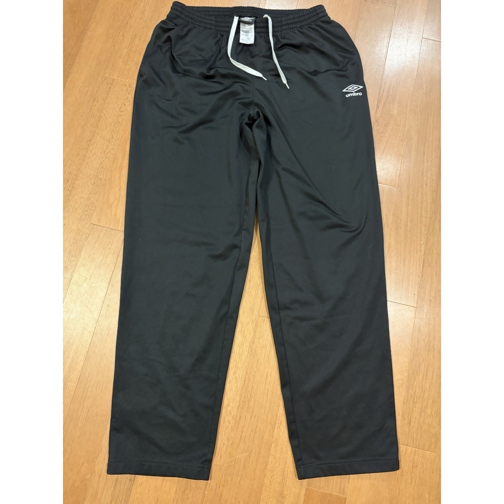 Umbro Mens Black Track Pants L Regular Drawstring Polyester Zip Ankle Bloke Core